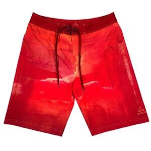 PrAna Boardshort Drawstring Mens 34‎ Red Swim Beach Summer Surf Vacation Red